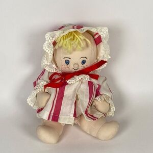 Vintage Handmade Cabbage Patch Style Cloth Doll Blonde Hair Craters Label